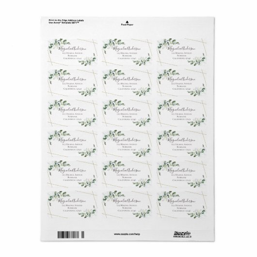 Eucalyptus Greenery Elegant Weddenschap Label (Full Sheet)