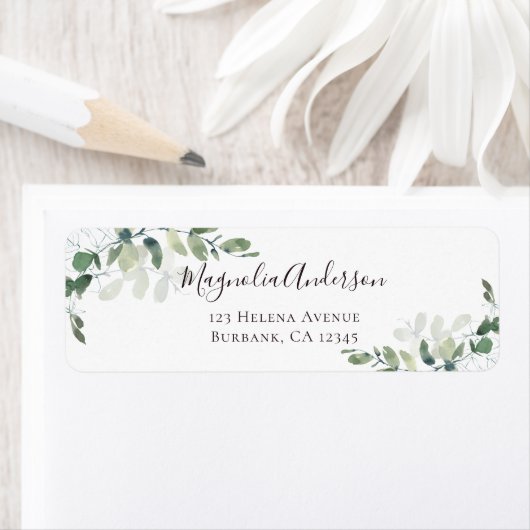 Eucalyptus Greenery Elegant Weddenschap Label (Insitu)