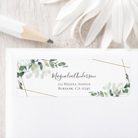 Eucalyptus Greenery Elegant Weddenschap Label (Insitu)