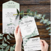 Eucalyptus Greenery Elegant Wedding All In One Uitnodiging