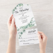 Eucalyptus Greenery Elegant Wedding All In One Uitnodiging (Afscheurbaar)