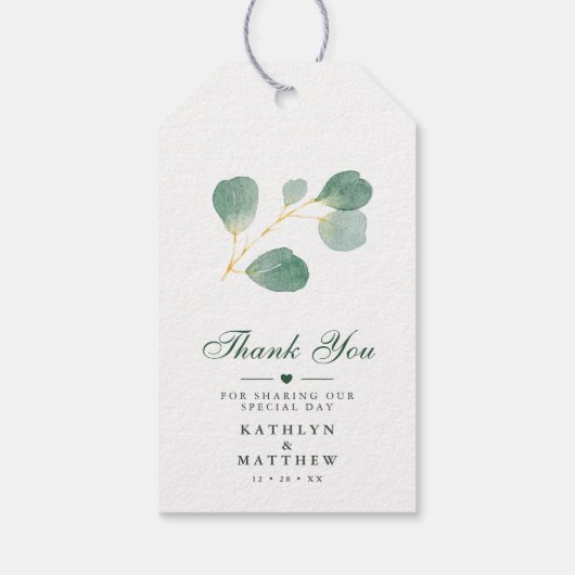 Eucalyptus Greenery Elegant Wedding Bedankt Cadeaulabel (Achterkant)
