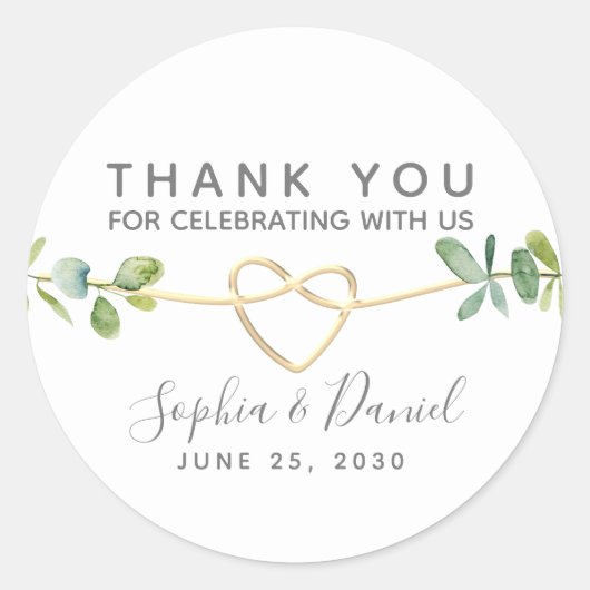 Eucalyptus Greenery Elegant Wedding Bedankt Ronde Sticker (Voorkant)