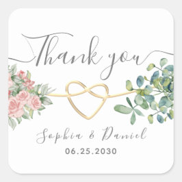 Eucalyptus Greenery Elegant Wedding Bedankt Vierkante Sticker