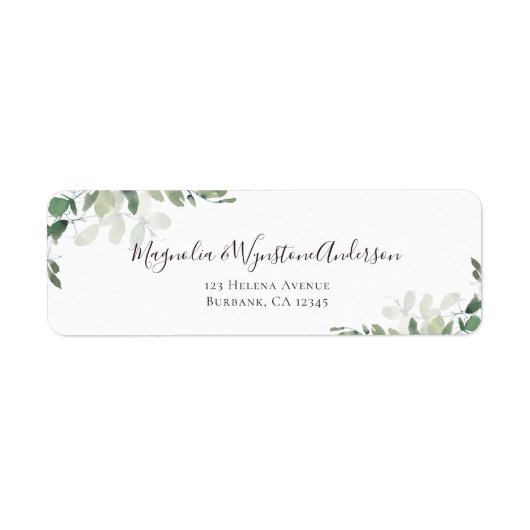 Eucalyptus Greenery Elegant Wedding Etiket (Voorkant)