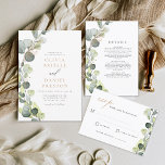 Eucalyptus Greenery Elegant Wedding Invitation<br><div class="desc">Eucalyptus Greenery Succulent Botanical Waterverf Spring Wedding Invitations on White background - inclusief prachtige en elegante scripttypografie met moderne botanische bladeren en groen voor de speciale huwelijksdag.</div>