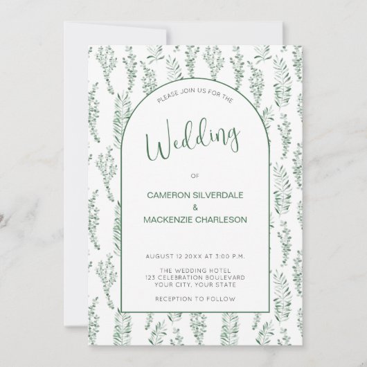 Eucalyptus Greenery Elegant Wedding Kaart (Voorkant)