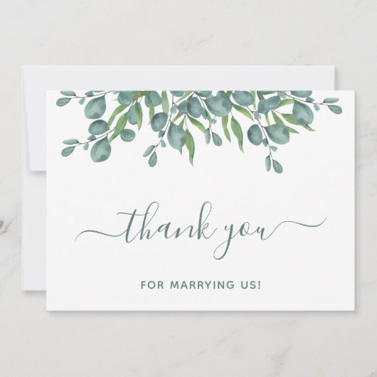 Eucalyptus Greenery Elegant Wedding Officier Bedankkaart (Voorkant)