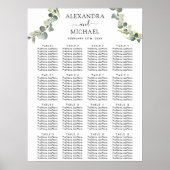 Eucalyptus Greenery Elegant Wedding Seating Poster (Voorkant)