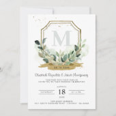 Eucalyptus Greenery Elegante Gouden Kreeft Huwelij Kaart (Voorkant)