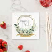 Eucalyptus Greenery Elegante Gouden Kreeft Huwelij Servet (Insitu)