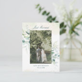Eucalyptus Greenery Elopement Wedding Foto Aankondigingskaart (Staand voorkant)