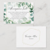Eucalyptus Greenery en Gold Lijst Honeymoon Fund Informatiekaartje (Voorkant / Achterkant)