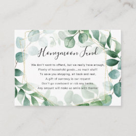 Eucalyptus Greenery en Gold Lijst Honeymoon Fund Informatiekaartje