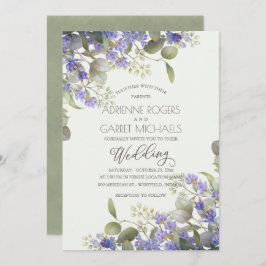 Eucalyptus Greenery en Lavender Wedding Kaart