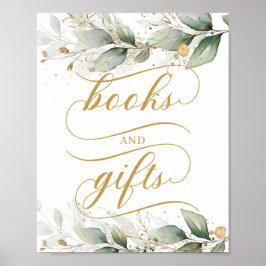 Eucalyptus greenery faux goudboeken en cadeaubord poster