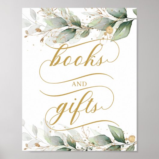 Eucalyptus greenery faux goudboeken en cadeaubord poster (Voorkant)