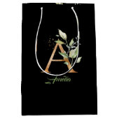 Eucalyptus greenery faux goudfolie la medium cadeauzakje (Voorkant)