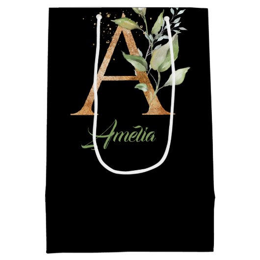 Eucalyptus greenery faux goudfolie la medium cadeauzakje (Achterkant)