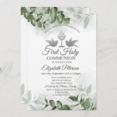 Eucalyptus Greenery First Heilige Communie Kaart (Voorkant / Achterkant)