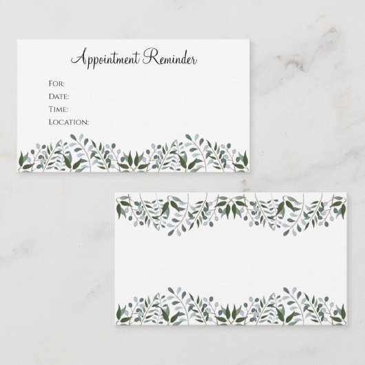 Eucalyptus Greenery Floral Afsprakenkaartje (Voorkant / Achterkant)