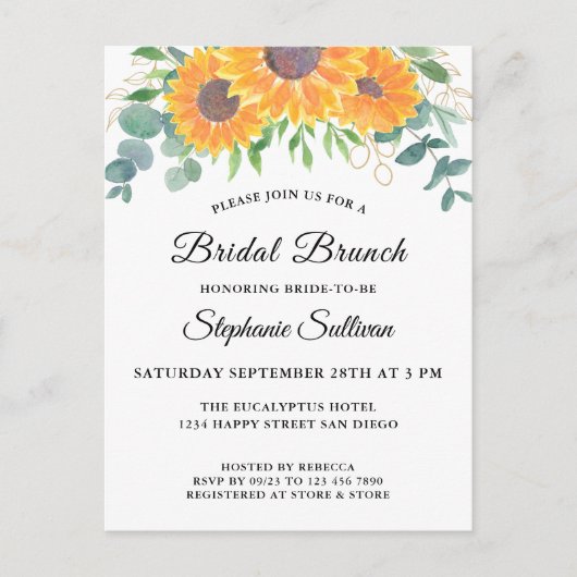 Eucalyptus Greenery Floral Bridal Brunch Uitnodiging Briefkaart (Voorkant)