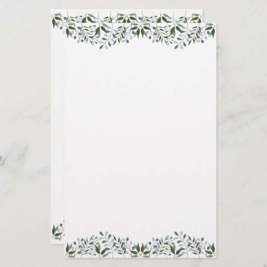 Eucalyptus Greenery Floral Briefpapier (Voorkant / Achterkant)