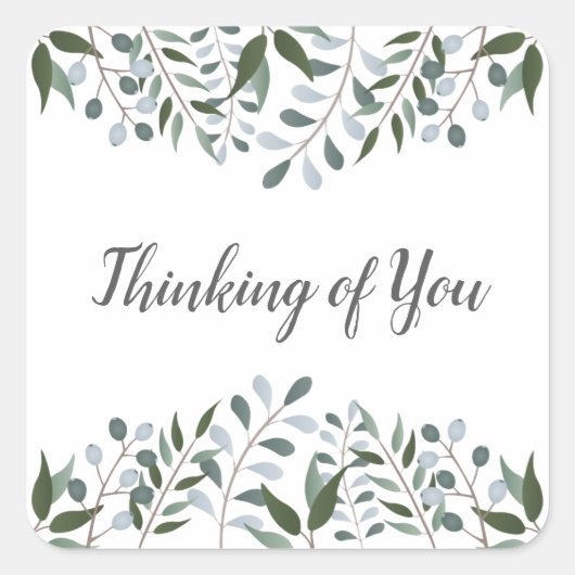 Eucalyptus Greenery Floral denking van u Vierkante Sticker (Voorkant)