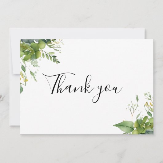 Eucalyptus Greenery Floral Elegant Script Bedankkaart (Voorkant)