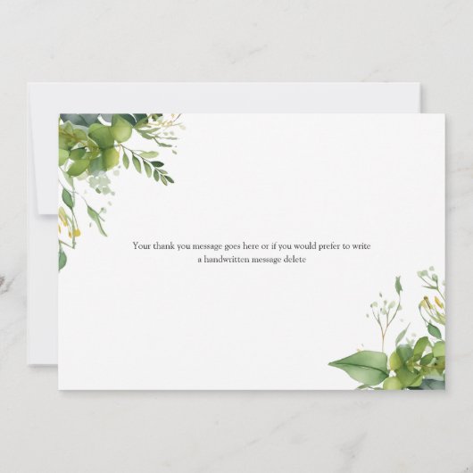 Eucalyptus Greenery Floral Elegant Script Bedankkaart (Achterkant)