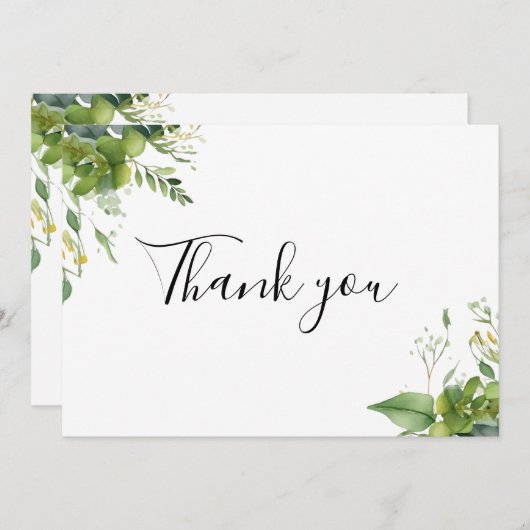 Eucalyptus Greenery Floral Elegant Script Bedankkaart (Voorkant / Achterkant)