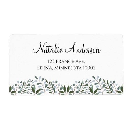 Eucalyptus Greenery Floral Etiket (Voorkant)