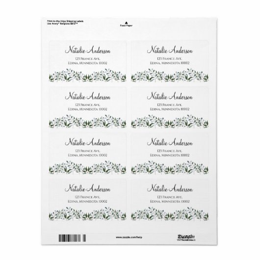 Eucalyptus Greenery Floral Etiket (Full Sheet)