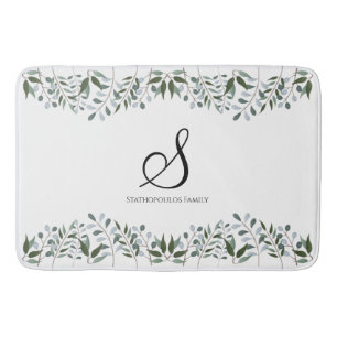Eucalyptus Greenery Floral Familial Name Badmat