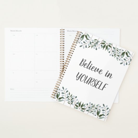 Eucalyptus Greenery Floral gelooft in jezelf Planner (Display)