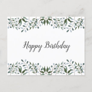 Eucalyptus Greenery Floral Happy Birthday Briefkaart