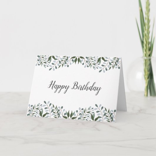 Eucalyptus Greenery Floral Happy Birthday Kaart (Voorkant)