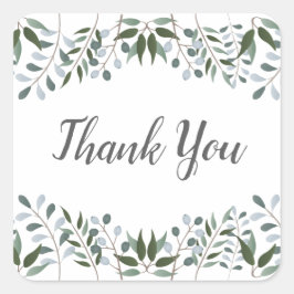 Eucalyptus Greenery Floral Hartelijk dank Vierkante Sticker