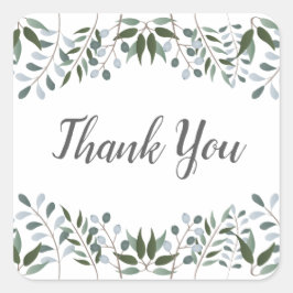 Eucalyptus Greenery Floral Hartelijk dank Vierkante Sticker