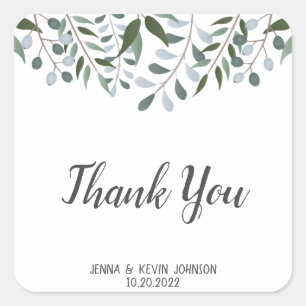 Eucalyptus Greenery Floral Hartelijk dank Vierkante Sticker