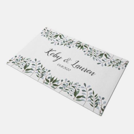 Eucalyptus Greenery Floral Jubileum Datum Deurmat (Schuin)