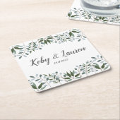 Eucalyptus Greenery Floral Jubileum Datum Kartonnen Onderzetters (Schuin)