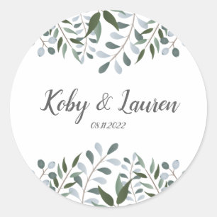 Eucalyptus Greenery Floral Jubileum Datum Ronde Sticker