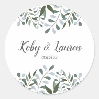 Eucalyptus Greenery Floral Jubileum Datum Ronde Sticker