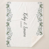 Eucalyptus Greenery Floral Jubileum Datum Sherpa Deken (Voorkant)