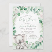 Eucalyptus Greenery Floral Koala Baby shower Kaart (Voorkant)