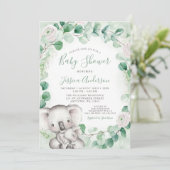 Eucalyptus Greenery Floral Koala Baby shower Kaart (Staand voorkant)