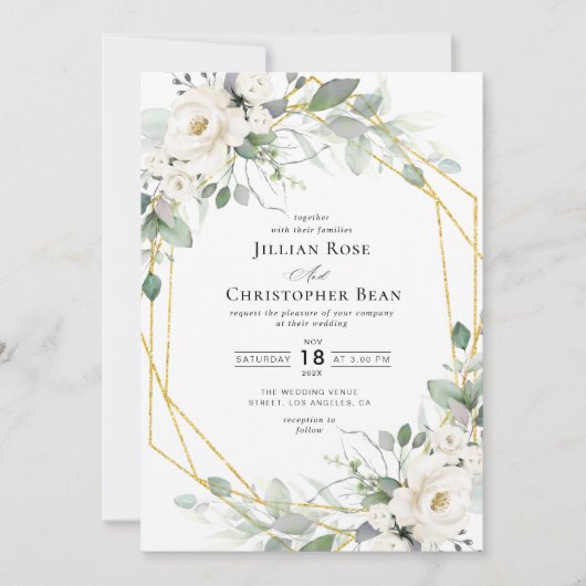 eucalyptus greenery floral lijst bruiloft kaart (Voorkant)