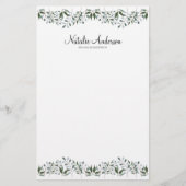 Eucalyptus Greenery Floral personaliseren Briefpapier (Voorkant)