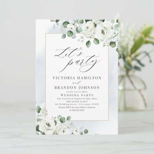 Eucalyptus greenery floral rustige bruiloft kaart (Staand voorkant)